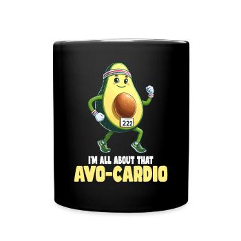 Running Avocado Avo-Cardio Joke - Full Colour Mug - black - Front