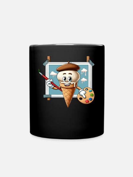 Kreativer Eiscreme-Maler Mit Farbpalette - Tasse einfarbig - Schwarz