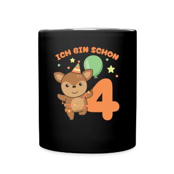 I'm already 4 deer birthday kids - Full Colour Mug - black - Front