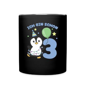 I'm already 3 penguins birthday kids - Full Colour Mug - black - Front