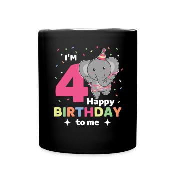 Eléphant pour les enfants de 4 ans - Mug uni - noir - Devant
