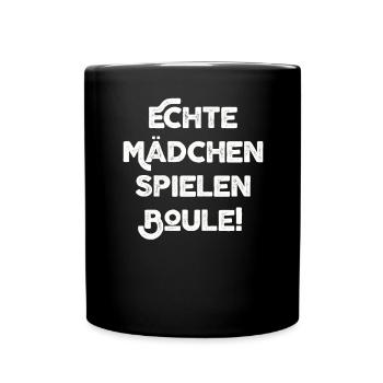 Echte Mädchen spielen Boule Bouler Boccia Spiel - Tasse einfarbig - Schwarz - Vorne