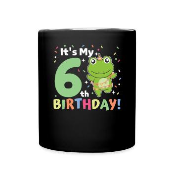 Frog for 6th birthday children six years old - Full Colour Mug - black - Front