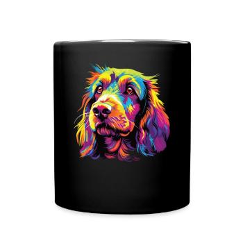 Wasserfarben Farbenfroher Petit Basset Griffon - Tasse einfarbig - Schwarz - Vorne