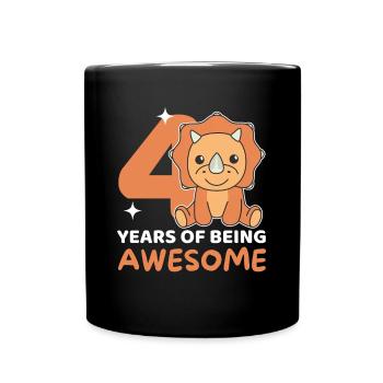 Triceratops for 4th birthday children four years - Full Colour Mug - black - Front