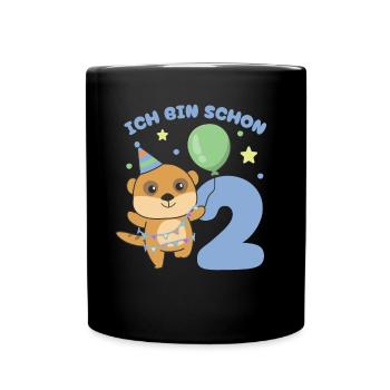 J’ai déjà 2 enfants d’anniversaire suricate - Mug uni - noir - Devant