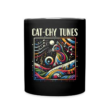 Musikkatze Musikinstrument Kitty Haustier Musiker - Tasse einfarbig - Schwarz - Vorne