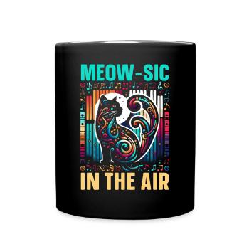 Musikkatze Musikinstrument Kitty Haustier Musiker - Tasse einfarbig - Schwarz - Vorne