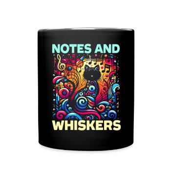 Musikkatze Musikinstrument Kitty Haustier Musiker - Tasse einfarbig - Schwarz - Vorne