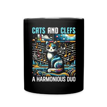 Musikkatze Musikinstrument Kitty Haustier Musiker - Tasse einfarbig - Schwarz - Vorne