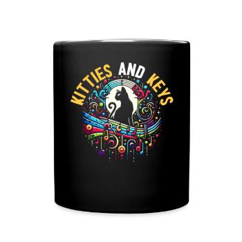 Musikkatze Musikinstrument Kitty Haustier Musiker - Tasse einfarbig - Schwarz - Vorne