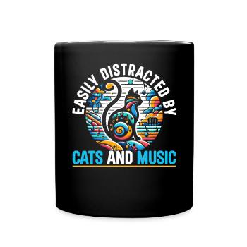Musikkatze Musikinstrument Kitty Haustier Musiker - Tasse einfarbig - Schwarz - Vorne