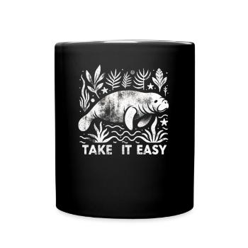 Seekuh Manatee - Take it easy - Tasse einfarbig - Schwarz - Vorne