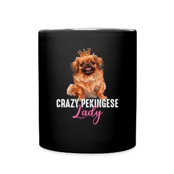 Crazy Pekingese lady - Full Colour Mug - black - Front