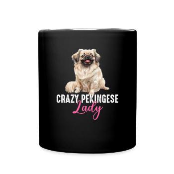 Crazy Pekingese lady - Full Colour Mug - black - Front