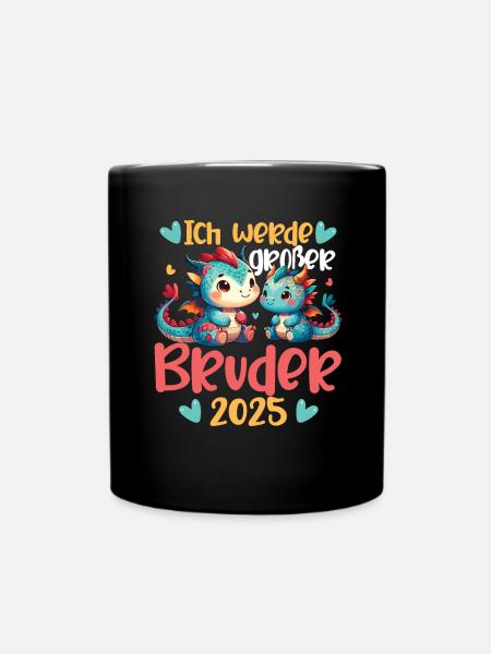Nachwuchs Verkünden | Ich Werde Großer Bruder 2025 - Tasse einfarbig - Schwarz