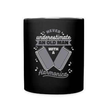Ne sous-estimez jamais un vieil homme avec de l’harmonica - Mug uni - noir - Devant