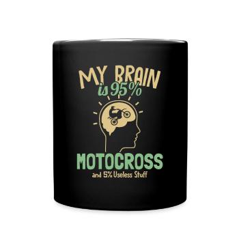 My Brain is 95% Motocross Supermoto Motorcycle - Full Colour Mug - black - Front