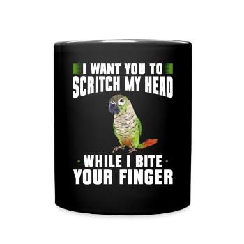Molinasittich Papagei Vogel Sittich - Tasse einfarbig - Schwarz - Vorne