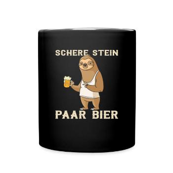 Ciseaux Pierre Couple Bière Bière Paresseux - Mug uni - noir - Devant
