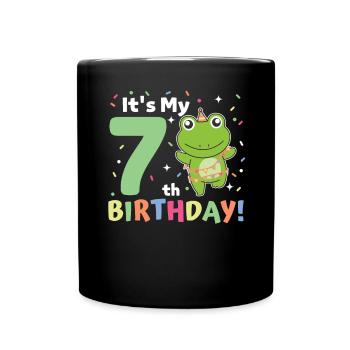Frog for 7th birthday children seven years old - Full Colour Mug - black - Front
