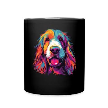 Wasserfarben Farbenfroher Petit Basset Griffon - Tasse einfarbig - Schwarz - Vorne