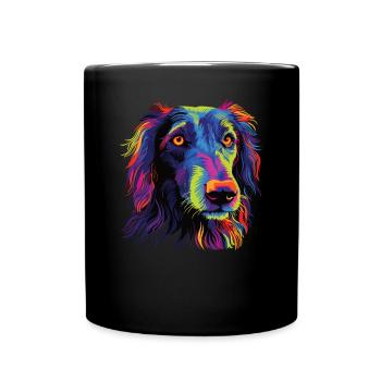 Watercolor Colorful Scottish Deerhound - Full Colour Mug - black - Front