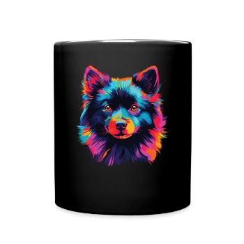 Wasserfarben Farbenfroher Schipperke - Tasse einfarbig - Schwarz - Vorne