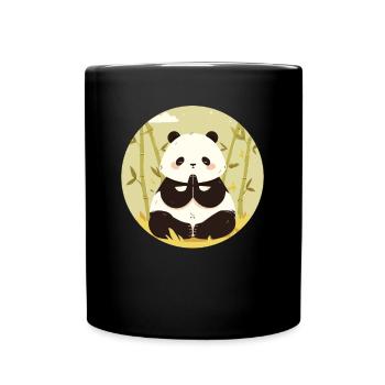 Meditating Panda Bear Japanese Giant Panda - Full Colour Mug - black - Front