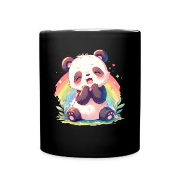 Panda Ours, Arc-en-ciel, Panda géant japonais - Mug uni - noir - Devant