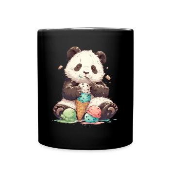 Panda Bear Ice Cream Japanese Giant Panda - Full Colour Mug - black - Front
