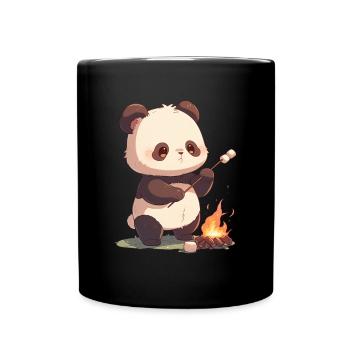 Pandabär Marshmallows Japanischer Riesenpanda - Tasse einfarbig - Schwarz - Vorne