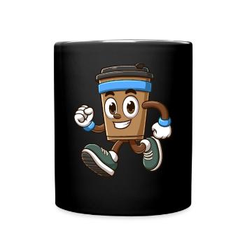 Laufender Kaffeebecher Mit Sneakers - Tasse einfarbig - Schwarz - Vorne