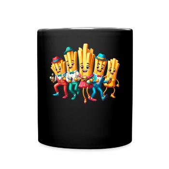 Fries French Fries Squad Group Lustiges Design - Tasse einfarbig - Schwarz - Vorne
