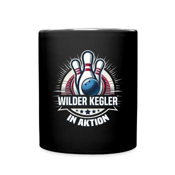 Wilder Kegler in Aktion Kegel Kegelverein Design - Tasse einfarbig - Schwarz - Vorne
