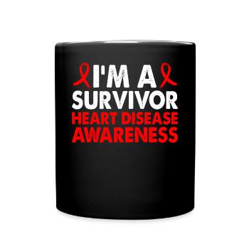Survivor Heart Disease Awareness Month Red Ribbon - Tasse einfarbig - Schwarz - Vorne