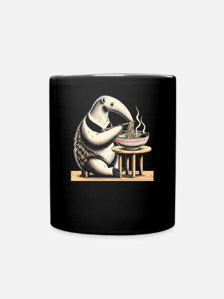 Japanischer Kawaii-ramen-ameisenbär, Wildtiere, - Tasse einfarbig - Schwarz