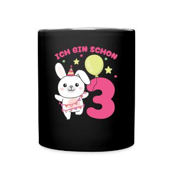 Ich bin schon 3 Hasen Geburtstags Kinder - Tasse einfarbig - Schwarz - Vorne