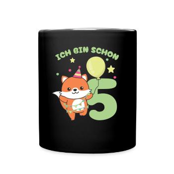 J’ai déjà 5 enfants d’anniversaire de renards - Mug uni - noir - Devant