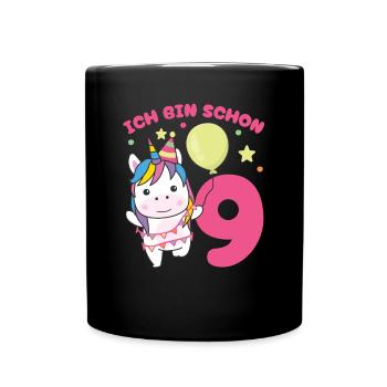 J’ai déjà 9 licornes d’anniversaire enfants - Mug uni - noir - Devant