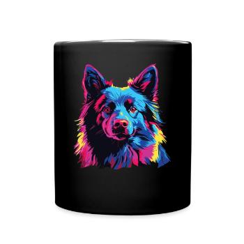 Wasserfarben Farbenfroher Schipperke - Tasse einfarbig - Schwarz - Vorne