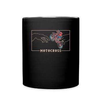 Michelangelo Kreation von Adam Motocross Supermoto - Tasse einfarbig - Schwarz - Vorne
