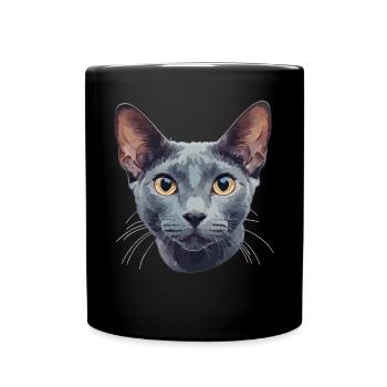 Chat bleu russe Russisch Blau Katze - Mug uni - noir - Devant