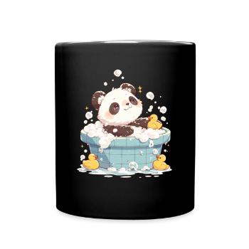 Pandabär Schaumbad Japanischer Riesenpanda - Tasse einfarbig - Schwarz - Vorne