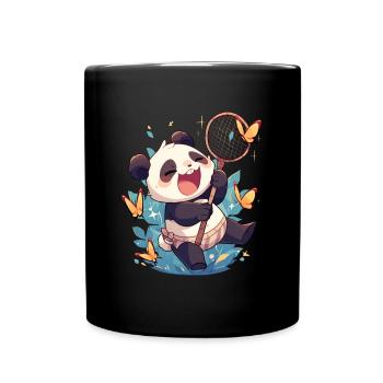 Pandabär Schmetterlinge Japanischer Riesenpanda - Tasse einfarbig - Schwarz - Vorne