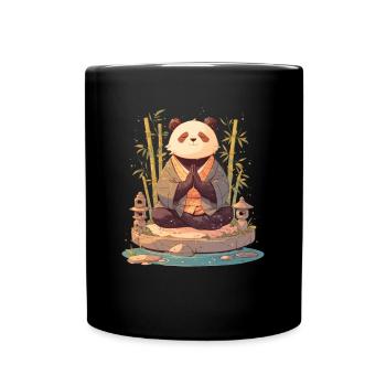 Panda Bear Zen Japanese Giant Panda - Full Colour Mug - black - Front