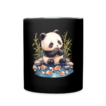 Panda Bear, Koi Fish, Panda géant japonais - Mug uni - noir - Devant