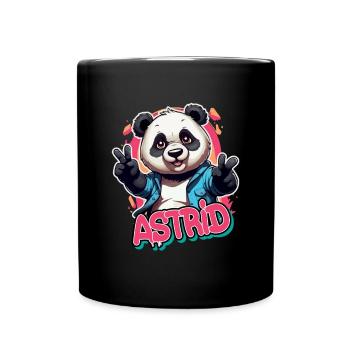 ASTRID - Schöner Mädchen Name mit coolem Panda - Tasse einfarbig - Schwarz - Vorne
