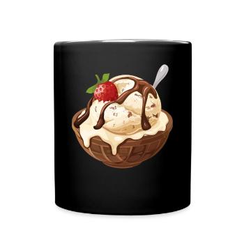 Vanilleeis Erdbeer Eisbecher Genuss Moment - Tasse einfarbig - Schwarz - Vorne