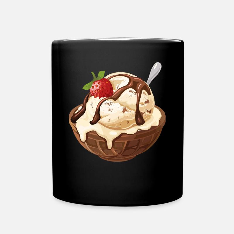 Vanilleeis Erdbeer Eisbecher Genuss Moment - Tasse einfarbig - Schwarz